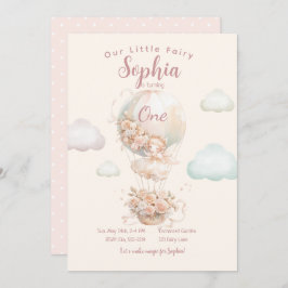 Convites Fairy Girl Hot Air Balloon Primeiro Aniversário