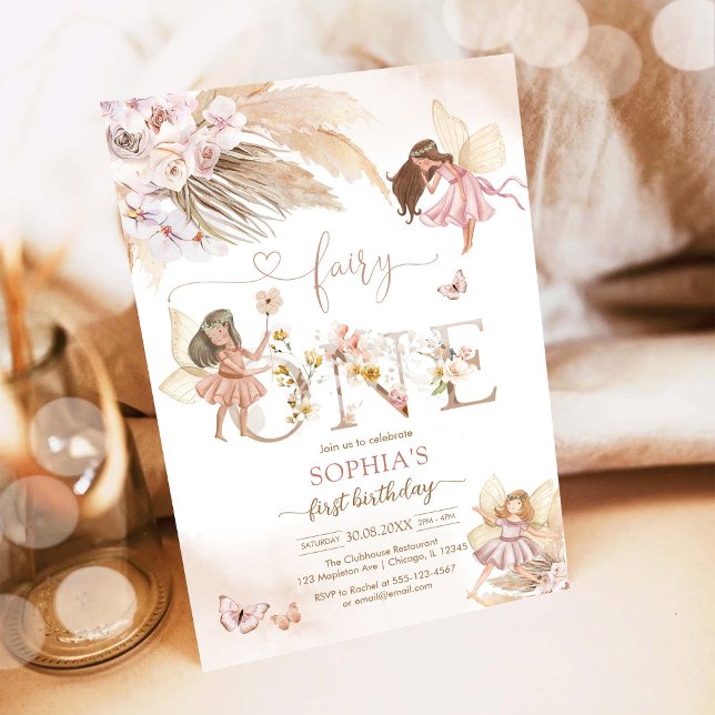 Convites Fairy ONE Pampass 1st Birthday Invitation (Criador carregado)