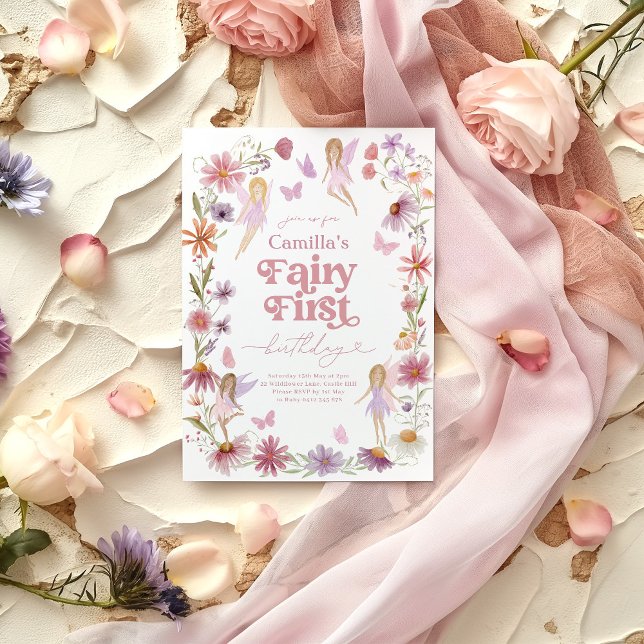 Convites Fairy primeiro aniversario Invitation Fairy First  (Fairy First Birthday | Fairy Themed 1st Birthday Invitation)