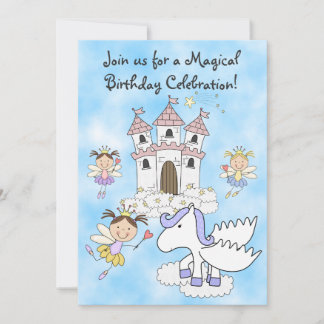 Convites Fairy Princess, Castle e Pegasus Birthday Invite