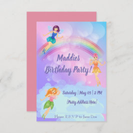 Convites Fairy Rainbow Birthday Invances
