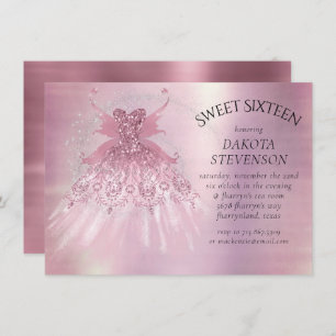 Convites Fairy Wing Mauve Gown   Luxurioso Pink Sheen
