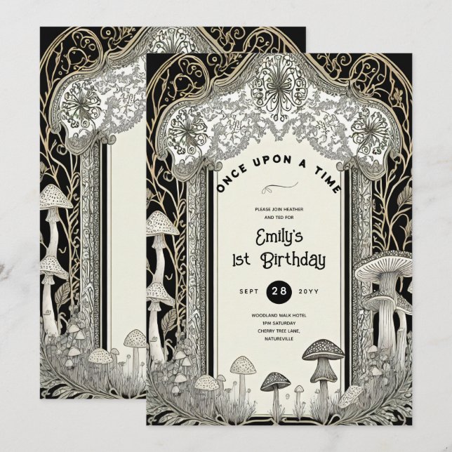 CONVITES FAIRYCORE FAIRYTALE BABYSHOWPRIMEIRO ANIVERSARIO Q (Frente/Verso)