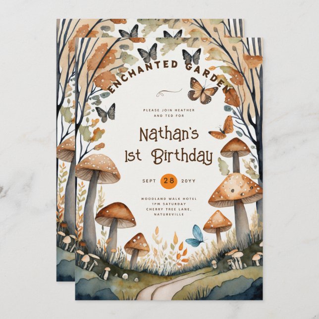 CONVITES FAIRYCORE NATURE BABYSHOWPRIMEIRO ANIVERSARIO QUAL (Frente/Verso)