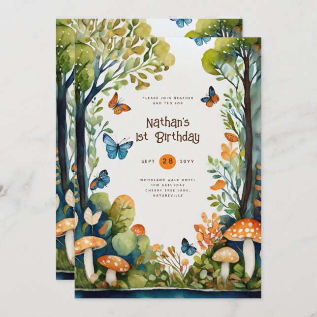 CONVITES FAIRYCORE NATURE BABYSHOWPRIMEIRO ANIVERSARIO QUAL (Frente/Verso)