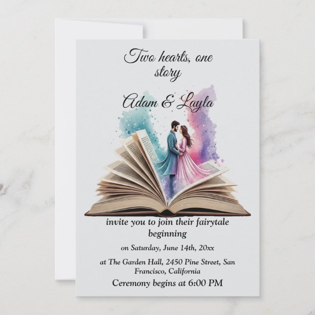 Convites Fairytale Book One Story Water wedding Invitation (Frente)