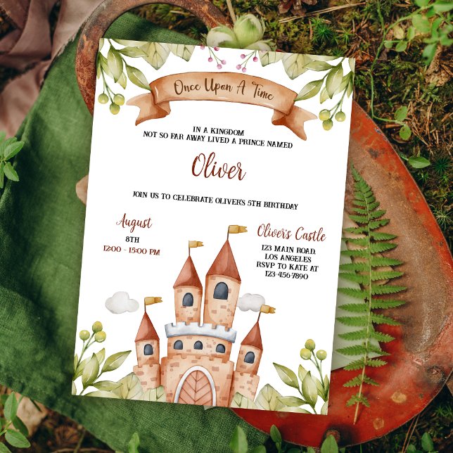Convites Fairytale Castle Party Watercolor (Criador carregado)
