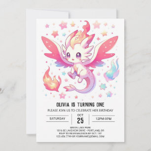 Convites Fairytale Fiery Dragon primeiro aniversario