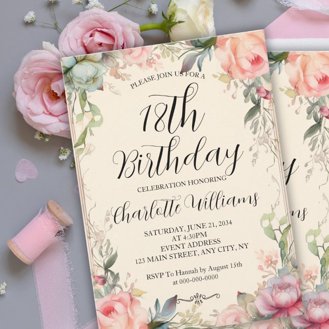 Convites Fairytale Floral 18º Aniversário (Fairytale Floral 18th Birthday Invitation
)
