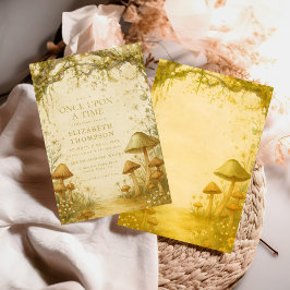 Convites fairytale mushroom forest baby shower girl