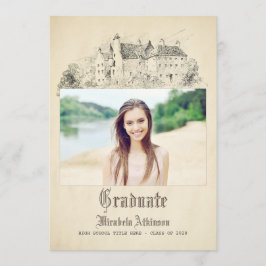Convites Fairytale Old Vintage Castle Festa de formatura