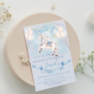 Convites Fairytale Pony Star Balão 1º Aniversário