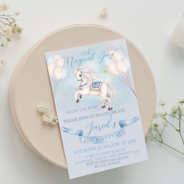 Convites Fairytale Pony Star Balão 1º Aniversário (For special occasions with love)