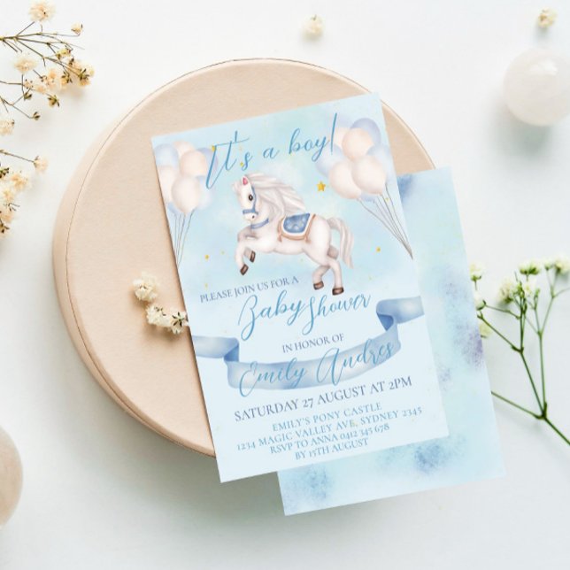 Convites Fairytale Pony Star Chá de fraldas dos Balões (Criador carregado)