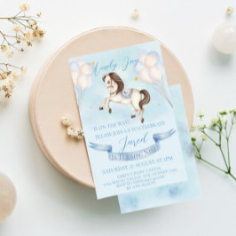 Convites Fairytale Pony Stars Blue Balloons Festa de aniver