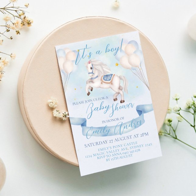 Convites Fairytale Pony Stars Chá de fraldas dos Balões (Criador carregado)