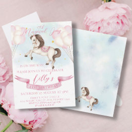 Convites Fairytale Pony Stars Festa de aniversário de Balõe