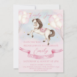 Convites Fairytale Pony Stars Festa de aniversário de Balõe