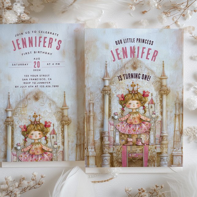 Convites Fairytale Princesa Encantada Primeiro Aniversário (Criador carregado)