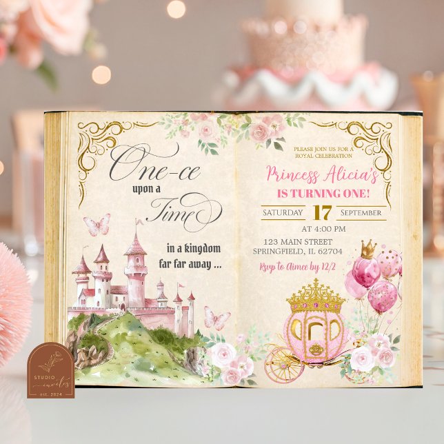 Convites Fairytale Storybook Princess First Birthday (Criador carregado)