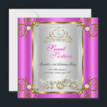 Convites Fairytale Sweet 16 16th Birthday Hot Pink<br><div class="desc">Rosa-Quente, Princesa Mágica Doce 16, Doce 16.ª Festa de aniversário. Moldura Dourada e Prateada Floral de Prata Tiara Prata White Lace. Com o cavalo e a carruagem de Fairytale. Partido Princesa Festa para Mulheres ou uma Menina. Convite Uso formal para qualquer convite de evento Personalizar para adicionar detalhes. Todas as...</div>