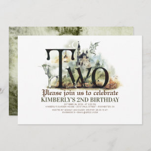 Convites Fairytale Unicorn Dragon Magic Castle segundo aniv