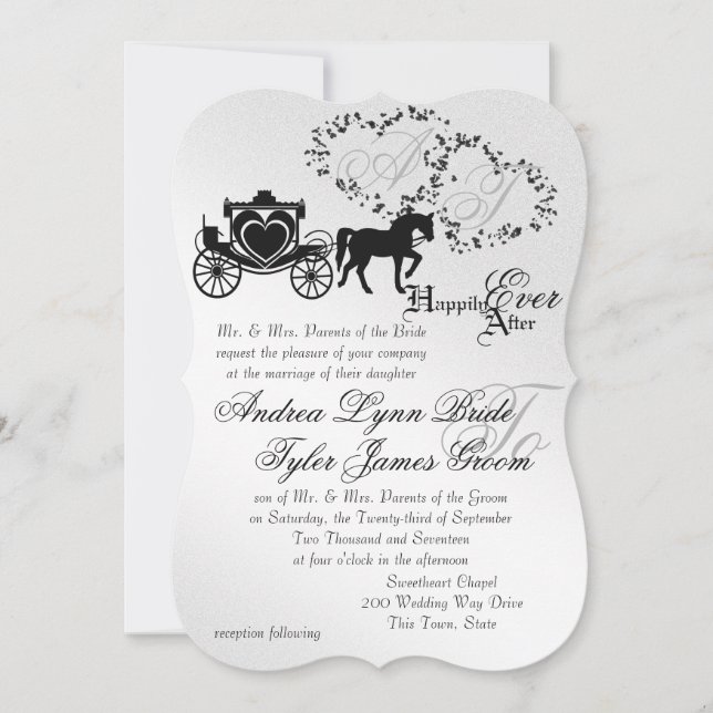 Convites Fairytale Wedding Carruagem Silver (Frente)