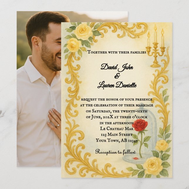 Convites Fairytale Wedding Photo Invitation (Frente/Verso)