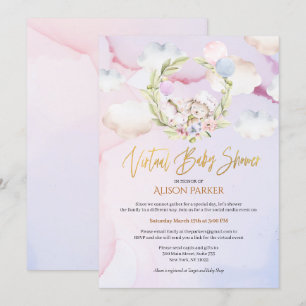 Convites Fairytalt Forest Rabbit rosa  Chá de fraldas virt