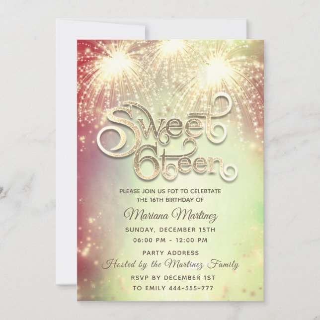 Convites Faísca de ouro elegante moderno (Frente)