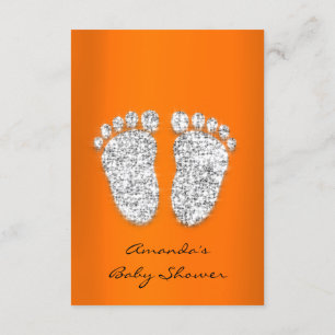 Convites Faísca Laranja-Chá Pente--Bebê de Prata Laranja-Br