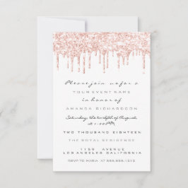 Convites Faíscas de Brilho Rose Branco  Noiva Sweet 16