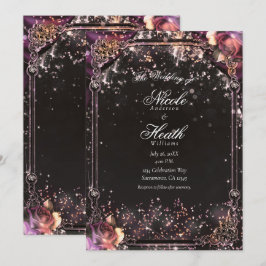 Convites Faíscas Escuras Brilho Glam Luzes Florais Casament