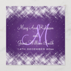 Convites Faíscas glamoroso do casamento elegante roxas