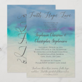 Convites Faith Hope Love Watercolor Bíblia Verse Wedes