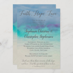 Convites Faith Hope Love Watercolor Bíblia Verse Wedes