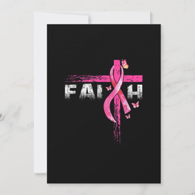 Convites Faith Pink Ribbon Butterfly Cancer Awarenes (Frente)