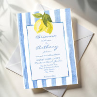 Faixa azul desenhada à mão limões casamento italia