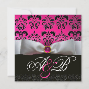 CONVITES FAIXA BRANCA ROSA ROXO PRETO DAMASCO MONOGRAMA