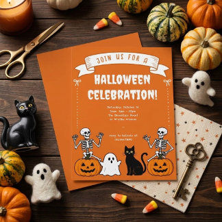 Convites Faixa de Banner de Celebração de Halloween Retrô E