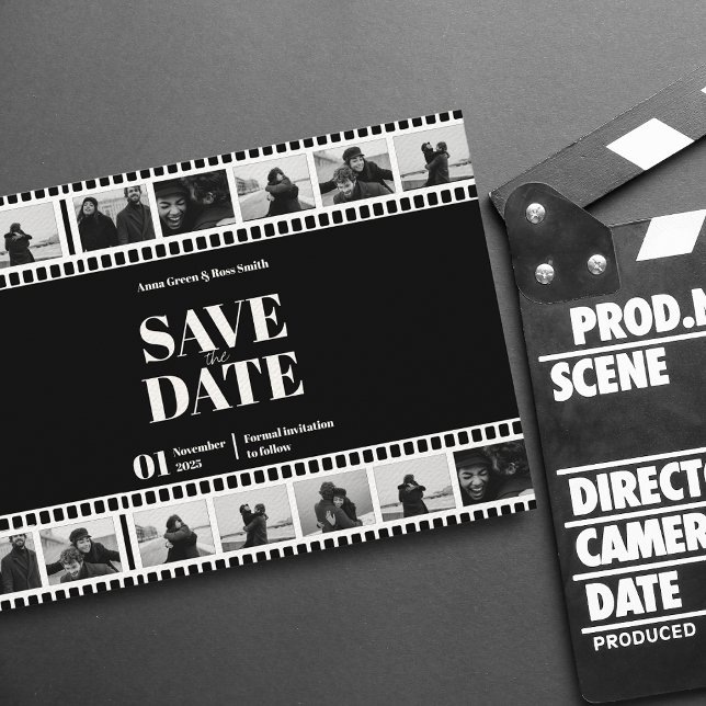 Convites Faixa de Filme Foto Divertida Colagem Salvar a Dat (Criador carregado)