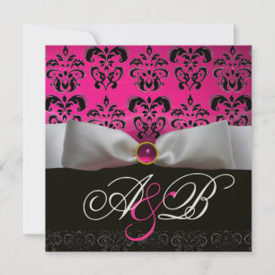 CONVITES FAIXA DOURADA ROSA ROXO PRETO MONOGRAMA DAMASCO
