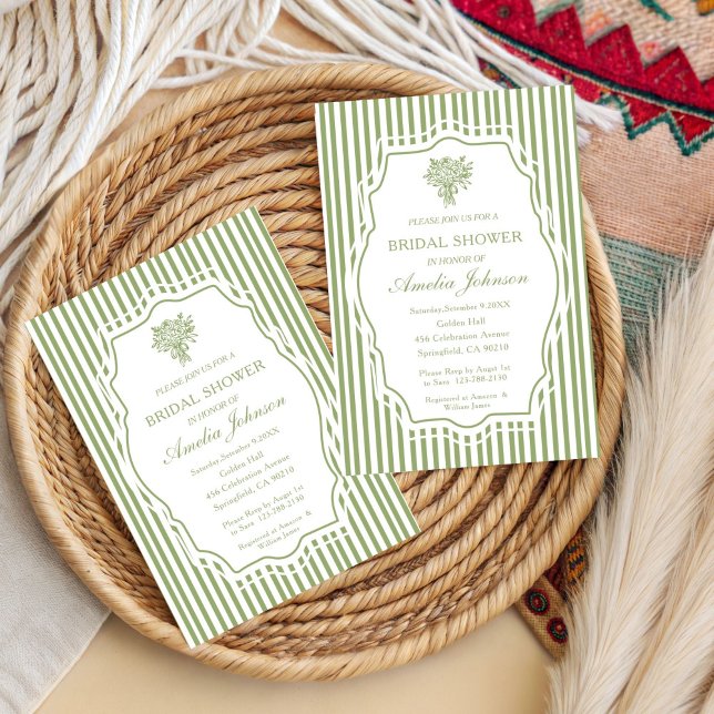 Convites Faixa Floral Boho Verde Salvia para Chá de Bebê de (Criador carregado)
