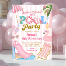 Faixa Rosa Festa na piscina aniversário da menina
