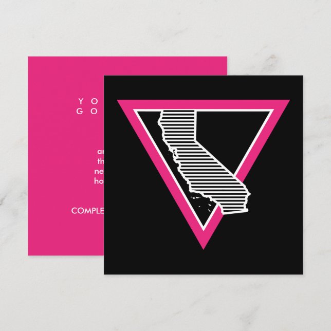 Convites faixas de triângulo rosa califórnia (Frente/Verso)