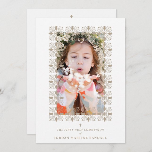 Convites Fake Gold Effect Fancy Ornament Lace Effect Modern (Frente/Verso)