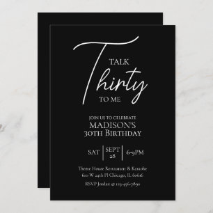 Convites Fale 30 comigo, aniversário 30 preto e branco