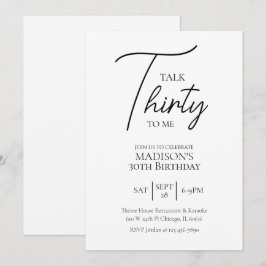 Convites Fale 30 comigo, aniversário 30 preto e branco