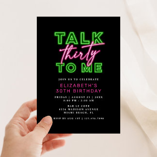 Convites Fale 30 Neon Green & Pink Bday 30 Sujo