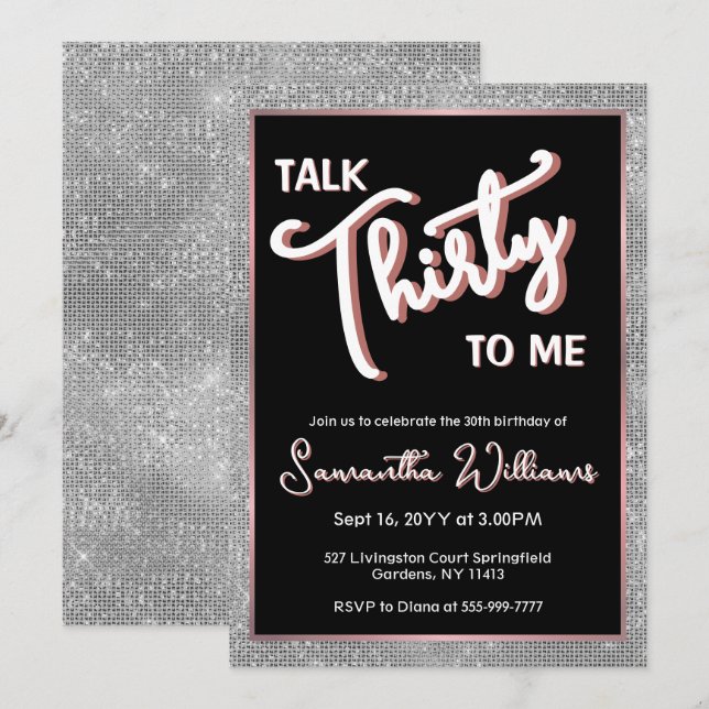 Convites Fale 30 Para Mim aniversário de 30 anos Personaliz (Frente/Verso)